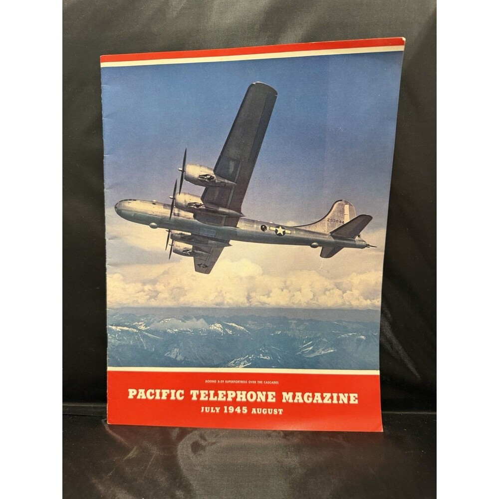 Vintage 1945 Pacific Telephone Magazine Boeing B-29 Superfortress Cover WWII